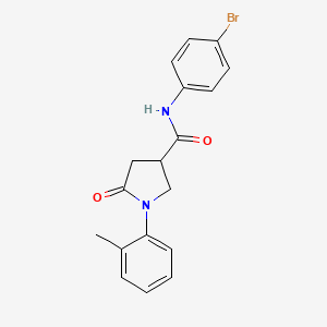 molecular formula C18H17BrN2O2 B11546047 N-(4-bromophenyl)-1-(2-methylphenyl)-5-oxopyrrolidine-3-carboxamide 