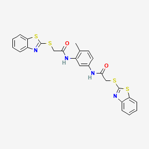 molecular formula C25H20N4O2S4 B11546061 N,N'-(4-methylbenzene-1,3-diyl)bis[2-(1,3-benzothiazol-2-ylsulfanyl)acetamide] 