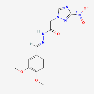 molecular formula C13H14N6O5 B11546069 N'-[(E)-(3,4-dimethoxyphenyl)methylidene]-2-(3-nitro-1H-1,2,4-triazol-1-yl)acetohydrazide 