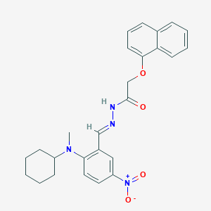 molecular formula C26H28N4O4 B11546126 N'-[(E)-{2-[cyclohexyl(methyl)amino]-5-nitrophenyl}methylidene]-2-(naphthalen-1-yloxy)acetohydrazide 