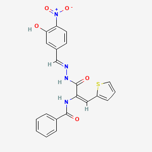 molecular formula C21H16N4O5S B11546134 N-[(1E)-3-[(2E)-2-(3-hydroxy-4-nitrobenzylidene)hydrazinyl]-3-oxo-1-(thiophen-2-yl)prop-1-en-2-yl]benzamide 