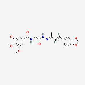 molecular formula C23H25N3O7 B11546224 N-(2-{(2E)-2-[(3E)-4-(1,3-benzodioxol-5-yl)but-3-en-2-ylidene]hydrazinyl}-2-oxoethyl)-3,4,5-trimethoxybenzamide (non-preferred name) 