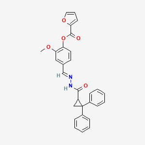 molecular formula C29H24N2O5 B11546263 4-[(E)-{2-[(2,2-diphenylcyclopropyl)carbonyl]hydrazinylidene}methyl]-2-methoxyphenyl furan-2-carboxylate 