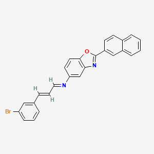 molecular formula C26H17BrN2O B11546270 N-[(1E,2E)-3-(3-bromophenyl)prop-2-en-1-ylidene]-2-(naphthalen-2-yl)-1,3-benzoxazol-5-amine 