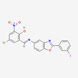 molecular formula C20H11BrIN3O4 B11546285 4-bromo-2-[(E)-{[2-(3-iodophenyl)-1,3-benzoxazol-5-yl]imino}methyl]-6-nitrophenol 