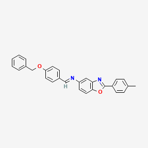 molecular formula C28H22N2O2 B11546296 N-{(E)-[4-(benzyloxy)phenyl]methylidene}-2-(4-methylphenyl)-1,3-benzoxazol-5-amine 