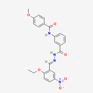 molecular formula C24H22N4O6 B11546315 N-(3-{[(2E)-2-(2-ethoxy-5-nitrobenzylidene)hydrazinyl]carbonyl}phenyl)-4-methoxybenzamide 