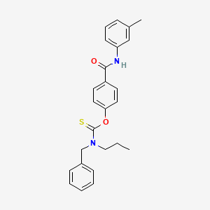 molecular formula C25H26N2O2S B11546347 O-{4-[(3-methylphenyl)carbamoyl]phenyl} benzyl(propyl)carbamothioate 