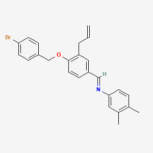 molecular formula C25H24BrNO B11546353 N-[(E)-{4-[(4-bromobenzyl)oxy]-3-(prop-2-en-1-yl)phenyl}methylidene]-3,4-dimethylaniline 