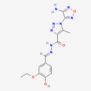 molecular formula C15H16N8O4 B11546372 1-(4-amino-1,2,5-oxadiazol-3-yl)-N'-[(E)-(3-ethoxy-4-hydroxyphenyl)methylidene]-5-methyl-1H-1,2,3-triazole-4-carbohydrazide 