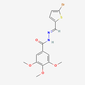 molecular formula C15H15BrN2O4S B11546374 N'-[(E)-(5-bromothiophen-2-yl)methylidene]-3,4,5-trimethoxybenzohydrazide 