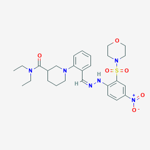 molecular formula C27H36N6O6S B11546398 N,N-diethyl-1-{2-[(Z)-{2-[2-(morpholin-4-ylsulfonyl)-4-nitrophenyl]hydrazinylidene}methyl]phenyl}piperidine-3-carboxamide 