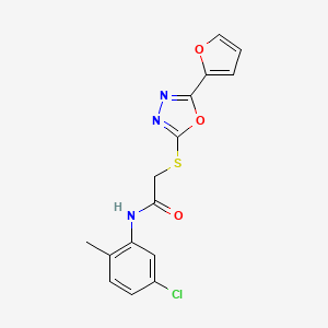 molecular formula C15H12ClN3O3S B11546448 N-(5-chloro-2-methylphenyl)-2-{[5-(furan-2-yl)-1,3,4-oxadiazol-2-yl]sulfanyl}acetamide 