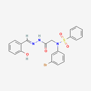 molecular formula C21H18BrN3O4S B11546463 N-(3-Bromophenyl)-N-({N'-[(E)-(2-hydroxyphenyl)methylidene]hydrazinecarbonyl}methyl)benzenesulfonamide 