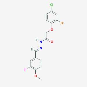 molecular formula C16H13BrClIN2O3 B11546477 2-(2-bromo-4-chlorophenoxy)-N'-[(E)-(3-iodo-4-methoxyphenyl)methylidene]acetohydrazide 