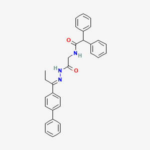molecular formula C31H29N3O2 B11546509 N-(2-{(2E)-2-[1-(biphenyl-4-yl)propylidene]hydrazinyl}-2-oxoethyl)-2,2-diphenylacetamide (non-preferred name) 