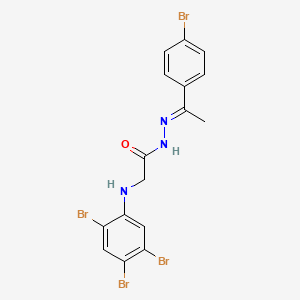 molecular formula C16H13Br4N3O B11546517 N'-[(1E)-1-(4-Bromophenyl)ethylidene]-2-[(2,4,5-tribromophenyl)amino]acetohydrazide 