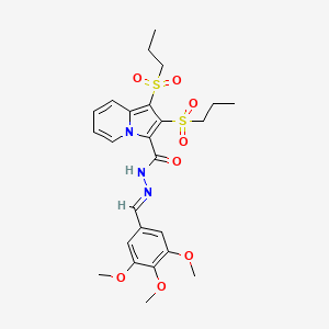 molecular formula C25H31N3O8S2 B11546548 1,2-bis(propylsulfonyl)-N'-[(E)-(3,4,5-trimethoxyphenyl)methylidene]indolizine-3-carbohydrazide 