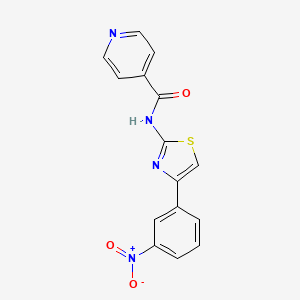 molecular formula C15H10N4O3S B11546626 N-[4-(3-nitrophenyl)-1,3-thiazol-2-yl]pyridine-4-carboxamide 