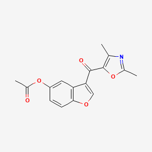 molecular formula C16H13NO5 B11546634 Acetic acid, [3-(2,4-dimethyl-5-oxazolylcarbonyl)-5-benzofuryl] ester 