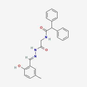 molecular formula C24H23N3O3 B11546642 N-({N'-[(E)-(2-Hydroxy-5-methylphenyl)methylidene]hydrazinecarbonyl}methyl)-2,2-diphenylacetamide 