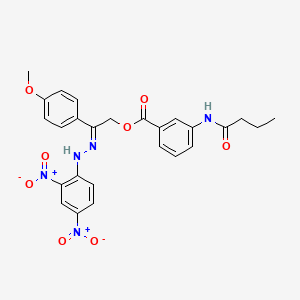 molecular formula C26H25N5O8 B11546672 (2E)-2-[2-(2,4-dinitrophenyl)hydrazinylidene]-2-(4-methoxyphenyl)ethyl 3-(butanoylamino)benzoate 