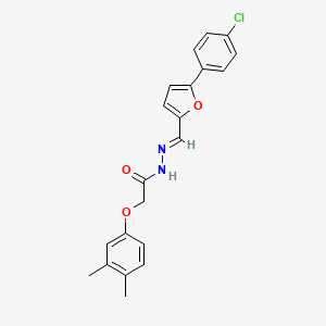 molecular formula C21H19ClN2O3 B11546725 N'-{(E)-[5-(4-chlorophenyl)furan-2-yl]methylidene}-2-(3,4-dimethylphenoxy)acetohydrazide 
