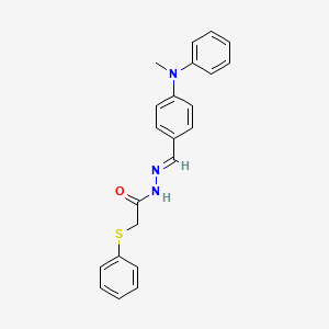 molecular formula C22H21N3OS B11546751 N'-[(E)-{4-[methyl(phenyl)amino]phenyl}methylidene]-2-(phenylsulfanyl)acetohydrazide 