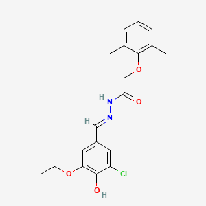 molecular formula C19H21ClN2O4 B11546780 N'-[(E)-(3-chloro-5-ethoxy-4-hydroxyphenyl)methylidene]-2-(2,6-dimethylphenoxy)acetohydrazide 
