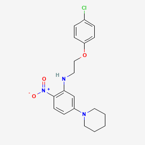 molecular formula C19H22ClN3O3 B11546813 N-[2-(4-chlorophenoxy)ethyl]-2-nitro-5-(piperidin-1-yl)aniline 