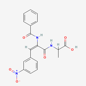 molecular formula C19H17N3O6 B11546839 N-{(2E)-3-(3-nitrophenyl)-2-[(phenylcarbonyl)amino]prop-2-enoyl}alanine 