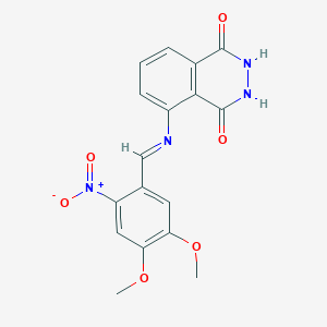 molecular formula C17H14N4O6 B11546961 Phthalazine-1,4(2H,3H)-dione, 5-(3,4-dimethoxy-6-nitrobenzylidenamino)- 