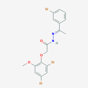 molecular formula C17H15Br3N2O3 B11547010 N'-[(1E)-1-(3-bromophenyl)ethylidene]-2-(2,4-dibromo-6-methoxyphenoxy)acetohydrazide 