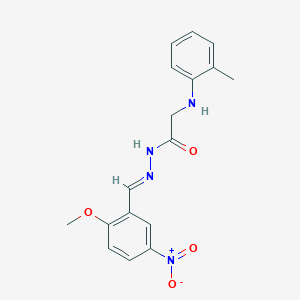 molecular formula C17H18N4O4 B11547068 N'-[(E)-(2-Methoxy-5-nitrophenyl)methylidene]-2-[(2-methylphenyl)amino]acetohydrazide 