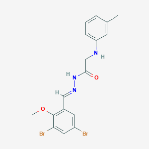 molecular formula C17H17Br2N3O2 B11547223 N'-[(E)-(3,5-Dibromo-2-methoxyphenyl)methylidene]-2-[(3-methylphenyl)amino]acetohydrazide 