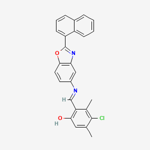 molecular formula C26H19ClN2O2 B11547227 4-chloro-3,5-dimethyl-2-[(E)-{[2-(naphthalen-1-yl)-1,3-benzoxazol-5-yl]imino}methyl]phenol 