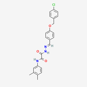 molecular formula C24H22ClN3O3 B11547239 2-[(2E)-2-{4-[(4-chlorobenzyl)oxy]benzylidene}hydrazinyl]-N-(3,4-dimethylphenyl)-2-oxoacetamide 