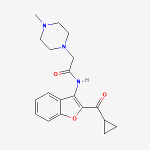 molecular formula C19H23N3O3 B11547447 N-(2-Cyclopropanecarbonyl-benzofuran-3-yl)-2-(4-methyl-piperazin-1-yl)-acetamide 