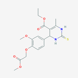 molecular formula C18H22N2O6S B11547465 Ethyl 4-[3-methoxy-4-(2-methoxy-2-oxoethoxy)phenyl]-6-methyl-2-thioxo-1,2,3,4-tetrahydropyrimidine-5-carboxylate 