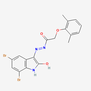 molecular formula C18H15Br2N3O3 B11547566 N'-[(3Z)-5,7-dibromo-2-oxo-1,2-dihydro-3H-indol-3-ylidene]-2-(2,6-dimethylphenoxy)acetohydrazide 