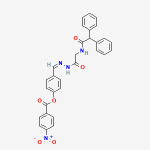 molecular formula C30H24N4O6 B11547632 4-[(Z)-{[2-(2,2-Diphenylacetamido)acetamido]imino}methyl]phenyl 4-nitrobenzoate 