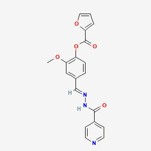 molecular formula C19H15N3O5 B11551008 2-methoxy-4-{(E)-[2-(pyridin-4-ylcarbonyl)hydrazinylidene]methyl}phenyl furan-2-carboxylate 