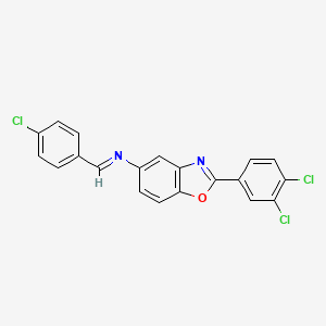 molecular formula C20H11Cl3N2O B11552043 N-[(E)-(4-chlorophenyl)methylidene]-2-(3,4-dichlorophenyl)-1,3-benzoxazol-5-amine 