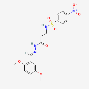 molecular formula C18H20N4O7S B11552577 N-{3-[(2E)-2-(2,5-dimethoxybenzylidene)hydrazinyl]-3-oxopropyl}-4-nitrobenzenesulfonamide (non-preferred name) 
