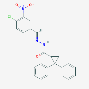 molecular formula C23H18ClN3O3 B11554022 N'-[(E)-(4-chloro-3-nitrophenyl)methylidene]-2,2-diphenylcyclopropanecarbohydrazide 