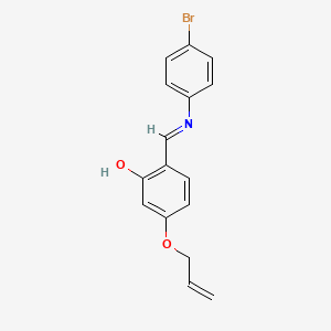 molecular formula C16H14BrNO2 B11554147 2-[(E)-[(4-Bromophenyl)imino]methyl]-5-(prop-2-EN-1-yloxy)phenol 
