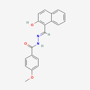 molecular formula C19H16N2O3 B11554757 N'-[(E)-(2-hydroxynaphthalen-1-yl)methylidene]-4-methoxybenzohydrazide 