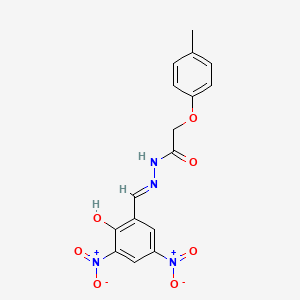 molecular formula C16H14N4O7 B11555051 N'-[(E)-(2-hydroxy-3,5-dinitrophenyl)methylidene]-2-(4-methylphenoxy)acetohydrazide 