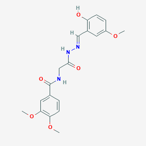 molecular formula C19H21N3O6 B11556010 N-({N'-[(E)-(2-Hydroxy-5-methoxyphenyl)methylidene]hydrazinecarbonyl}methyl)-3,4-dimethoxybenzamide 