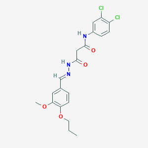 molecular formula C20H21Cl2N3O4 B11556375 N-(3,4-dichlorophenyl)-3-[(2E)-2-(3-methoxy-4-propoxybenzylidene)hydrazinyl]-3-oxopropanamide 